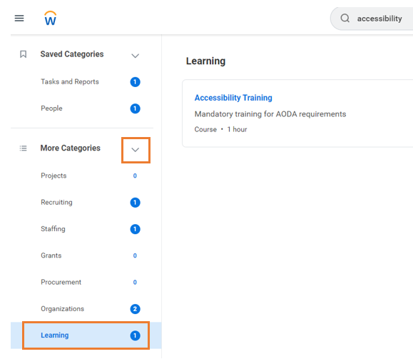 Screenshot with More Categories highlighted and expanded