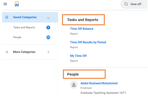 Screenshot of search results screen