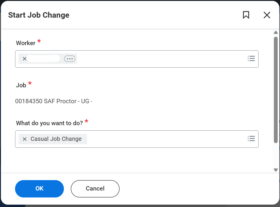 Start Job Change Workday Task