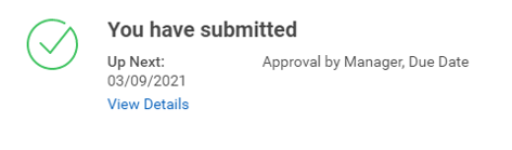 Screenshot of time successfully submitted window