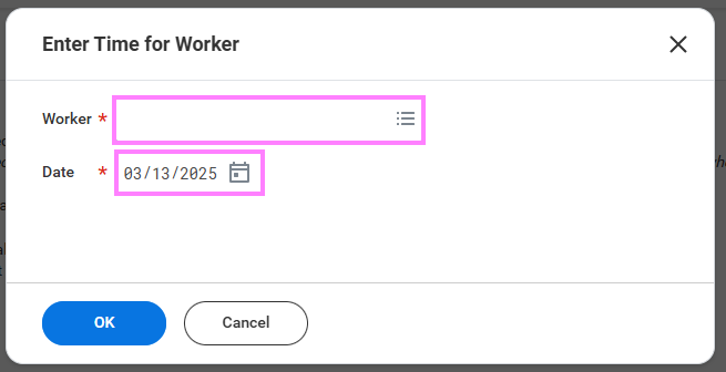 enter time off for worker