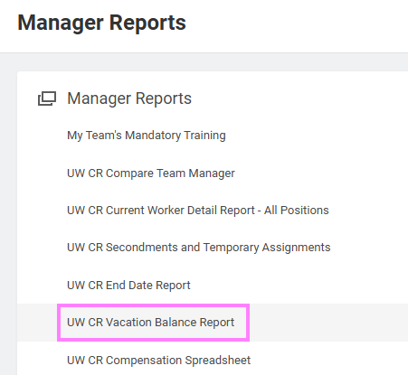uw cr vacation report balance tab