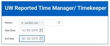 Screenshot of the UW reported time manager/timekeeper