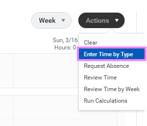 enter time by type for hours worked