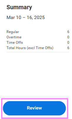 screenshot of reviewing hours worked
