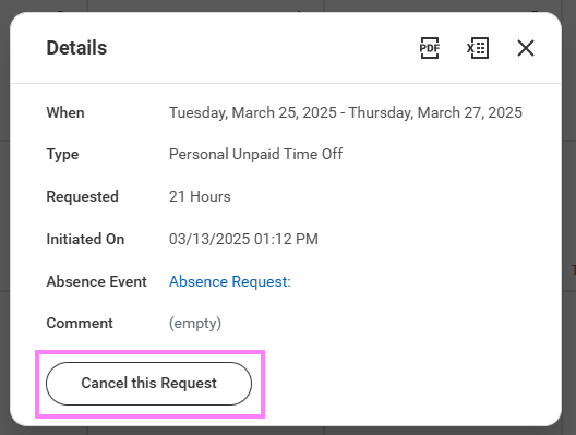 cancel vacation request