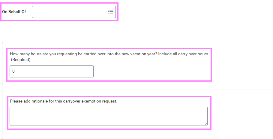 Vacation Carryover Exemption Questionnaire