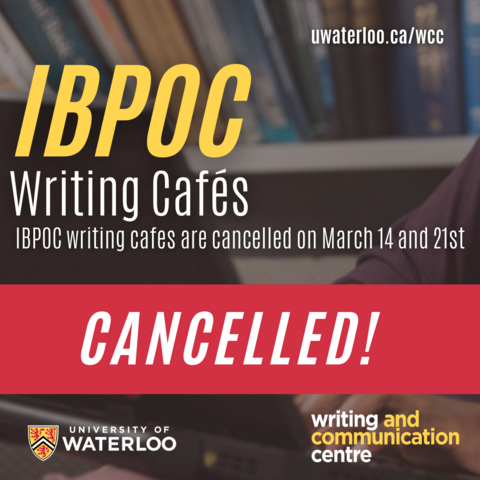 IBPOC writing cafes cancelled