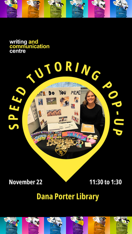 Poster for speed tutoring pop-ups in the fall 2023 term