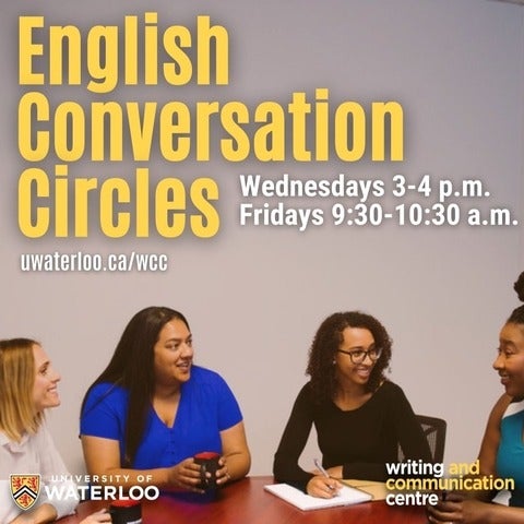 English Conversation Circles Wednesdays 3-4pm Fridays 9:30-10:30pm 