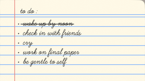 A to do list to write productively and take care of oneself
