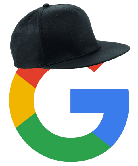 Google logo in a snapback hat.