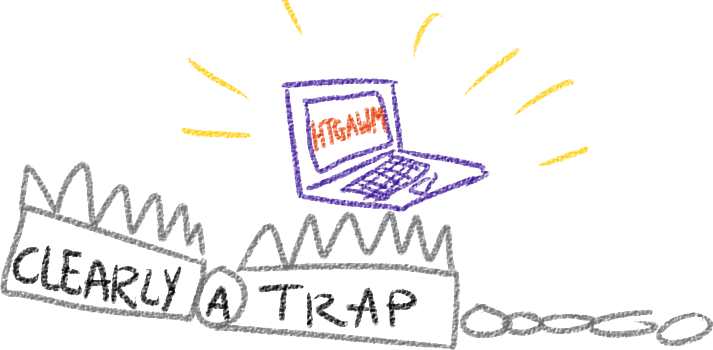 A trap set up with a laptop as bait.