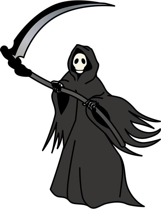 Drawing of the grim reaper with a scythe
