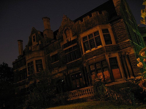 Large Haunted house at nighttime