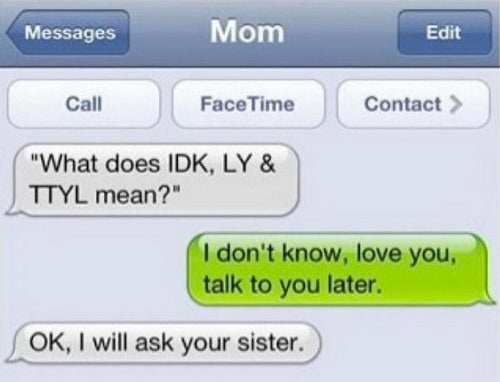A mom texts her child asking what 