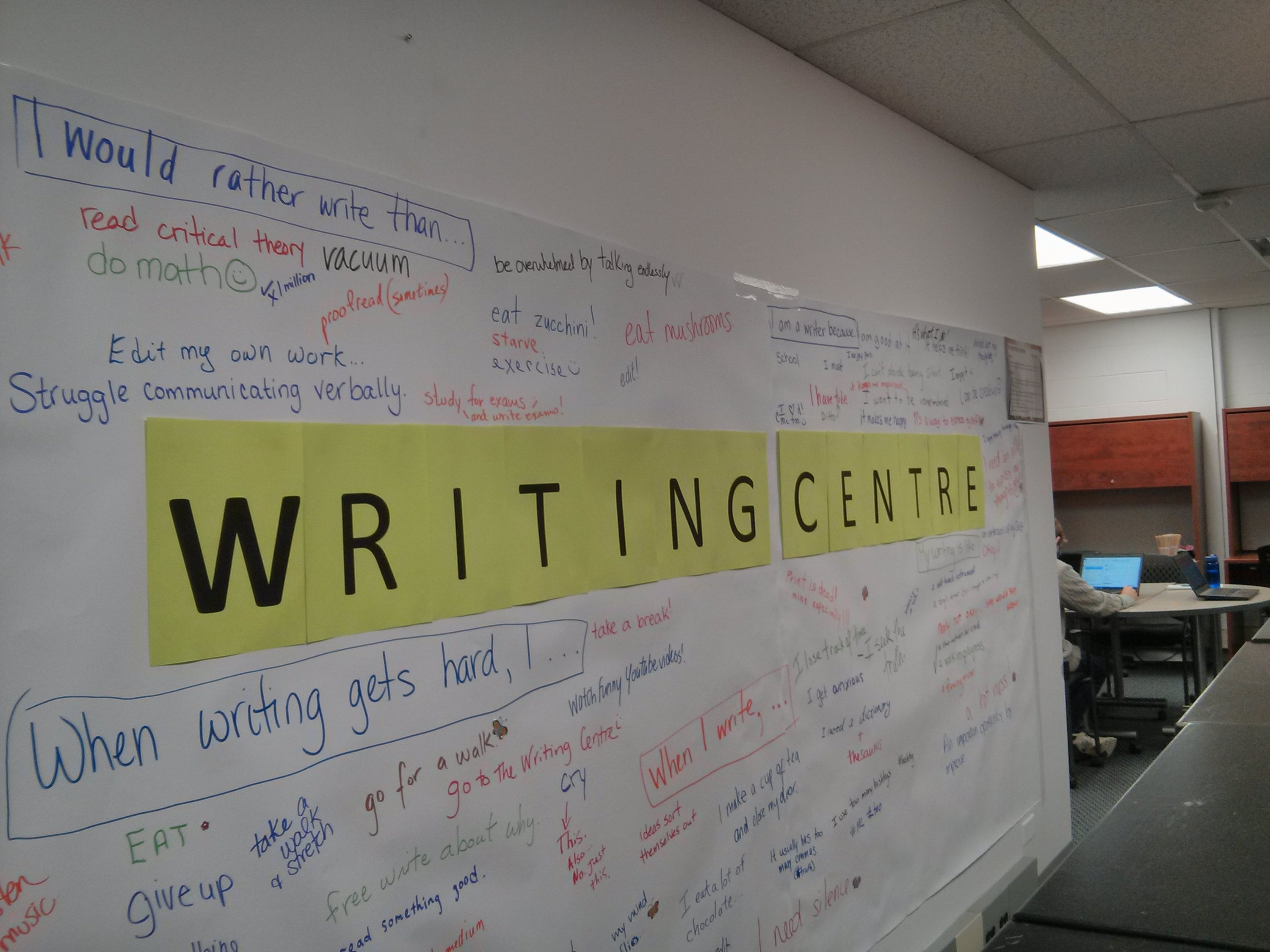 Writing Centre mural with writing and comments all over it