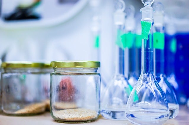 Laboratory equipment on a table