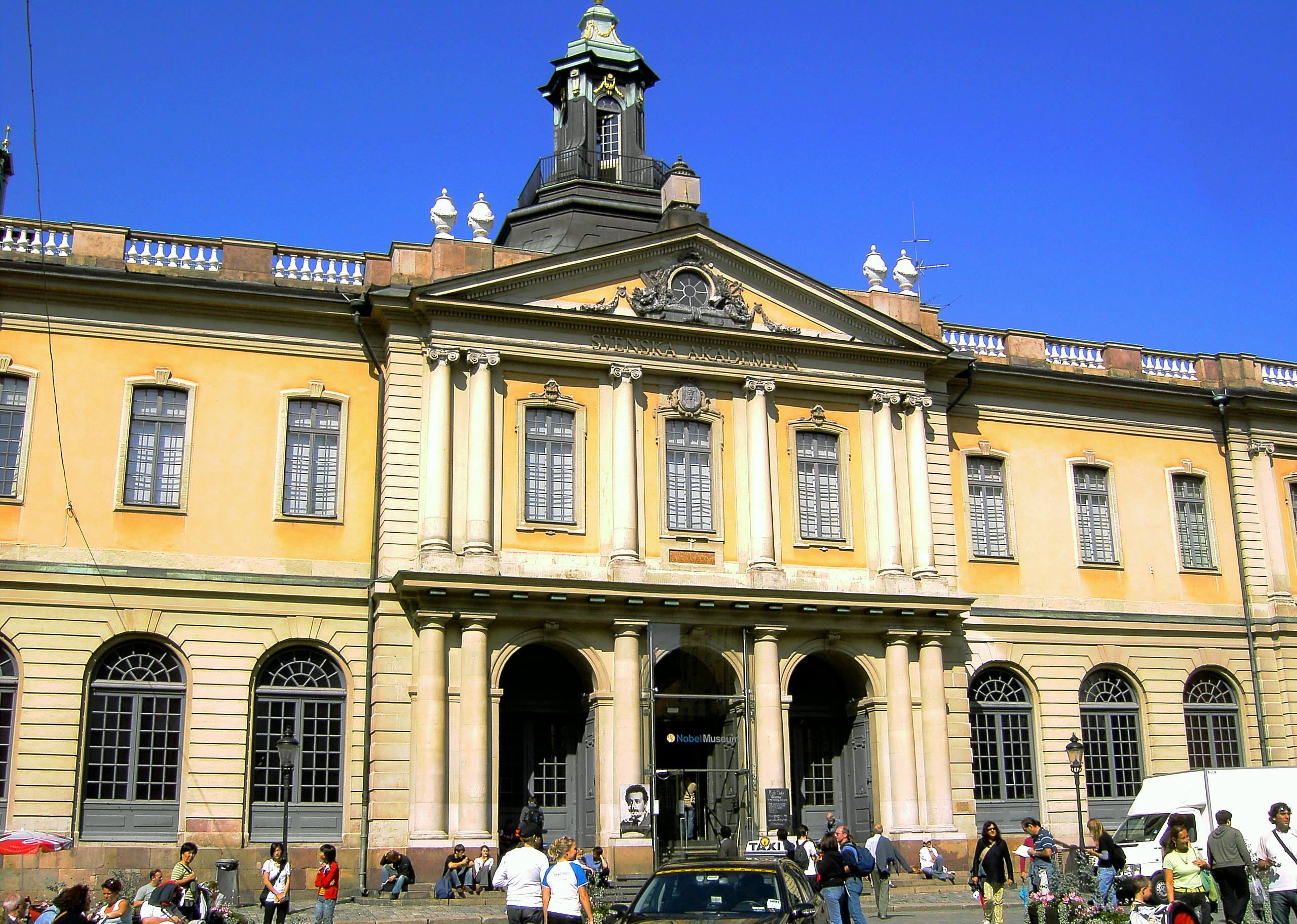 An exterior picture of the building in which the Swedish Academy is housed