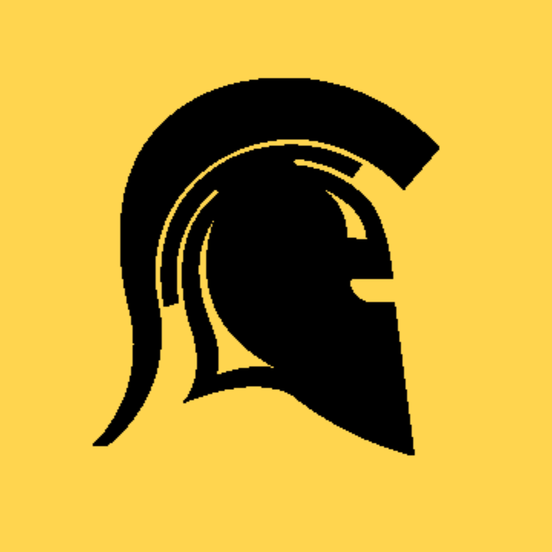 Black Waterloo Warrior symbol on a yellow background