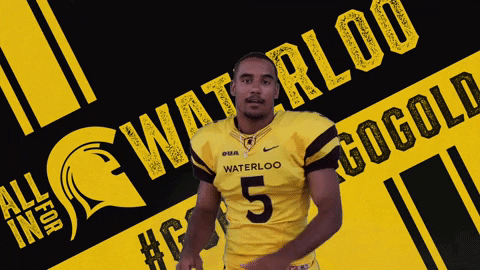 gif of a waterloo warrior throwing a touchdown