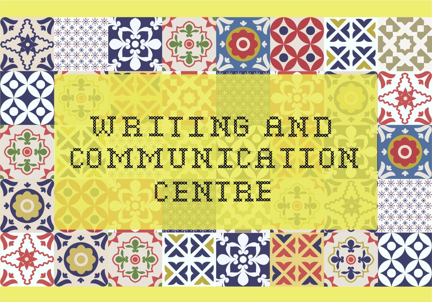 writing and communication text on a quilt 