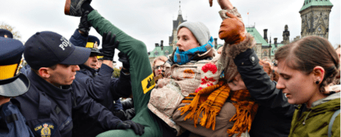 Climate change protesters on parliament hill